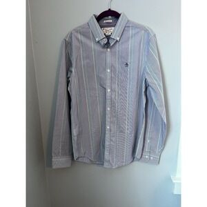 Penguin Men's Long Sleeve Cotton Shirt Button Front, multicolor Striped Size‎ S